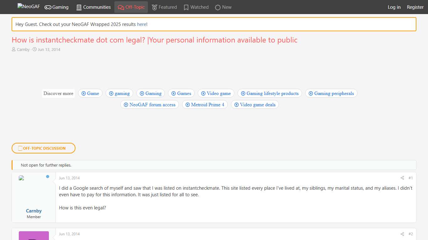 How is instantcheckmate dot com legal? |Your personal information available to public | NeoGAF